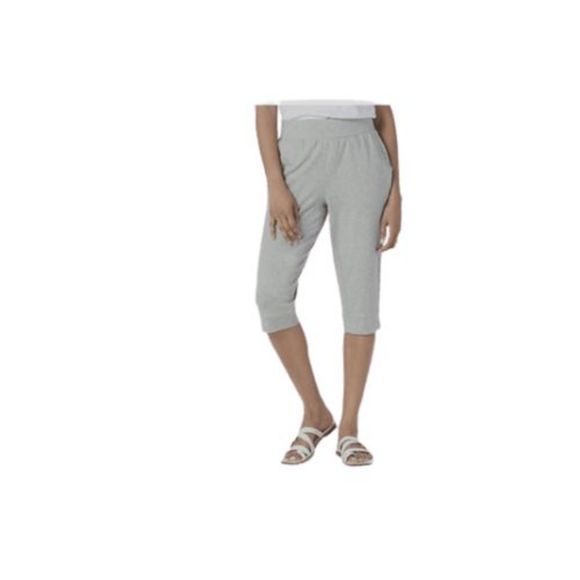 AnyBody Cozy Knit French Terry Ultra Crop Pant in Heather Grey - Picture 1 of 3